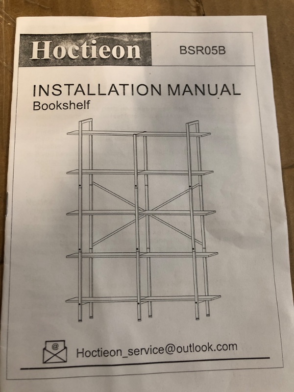 Photo 2 of  5 Tier Tall Bookshelf, Industrial Book Shelf Storage Bookcase, 