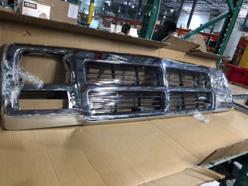 Photo 4 of  Full Grille Compatible with 1991-1993 Dodge Ramcharger D150 D250 D350 W150 W250 W350 Replacement for CH1200137 Chrome