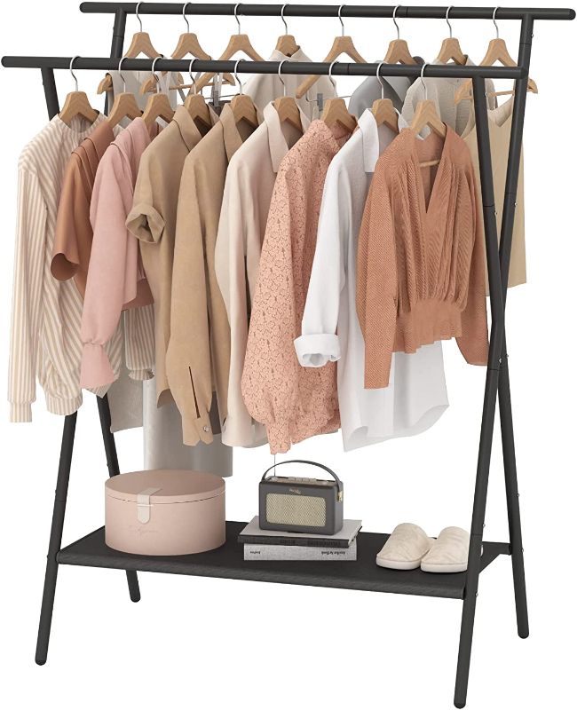 Photo 1 of Laiensia Double Rods Clothing Racks for Hanging Clothes,Portable Clothing Hanging Garment Rack