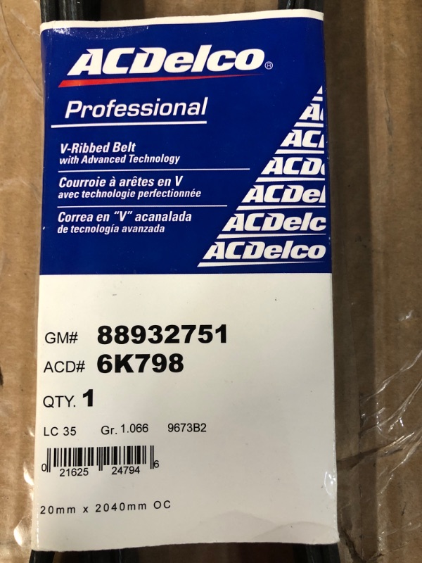 Photo 2 of ACDelco Gold 6K798 Standard V-Ribbed Serpentine Belt