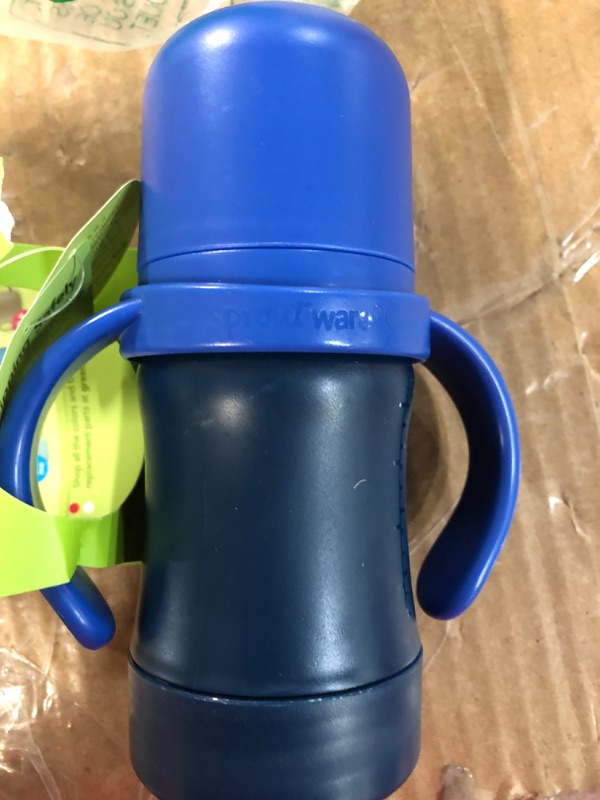 Photo 3 of green sprouts Sprout Ware Plant-Plastic Sip & Straw Cup, Includes Sippy & Straw Spouts, Easy Grip Handles, Blue