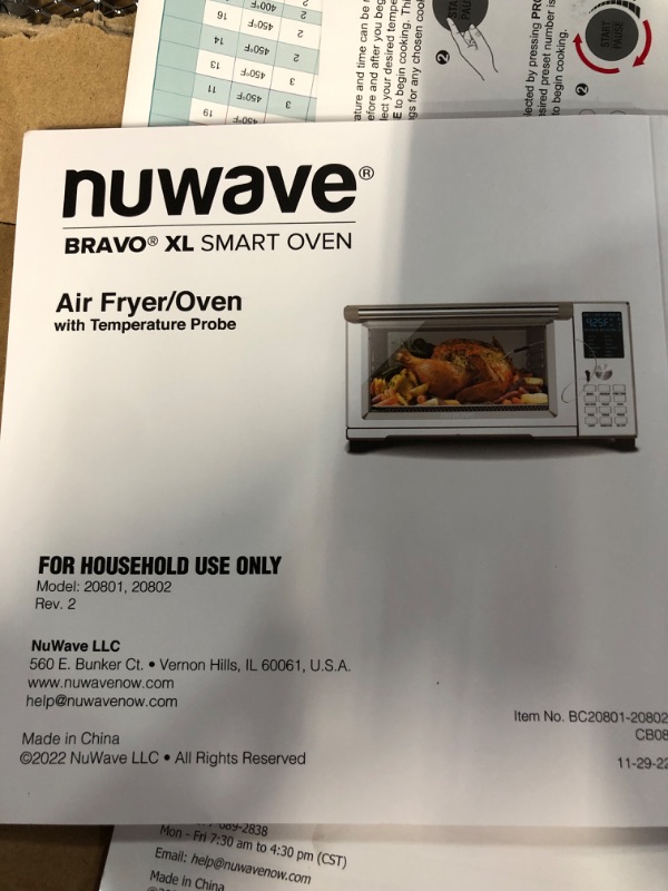 Photo 2 of **DAMAGED - SEE NOTES*** Nuwave Bravo XL Air Fryer Toaster Smart Oven, 12-in-1