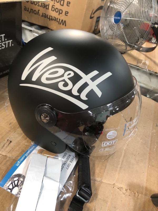 Photo 2 of Westt Open Face Helmet - Motorcycle Helmet Moped 3/4 Half Vespa Vintage with Visor- Helmets for Adults DOT Touring Men Women Scooter Classic Series Black S S (20.86-21.25 in) Black