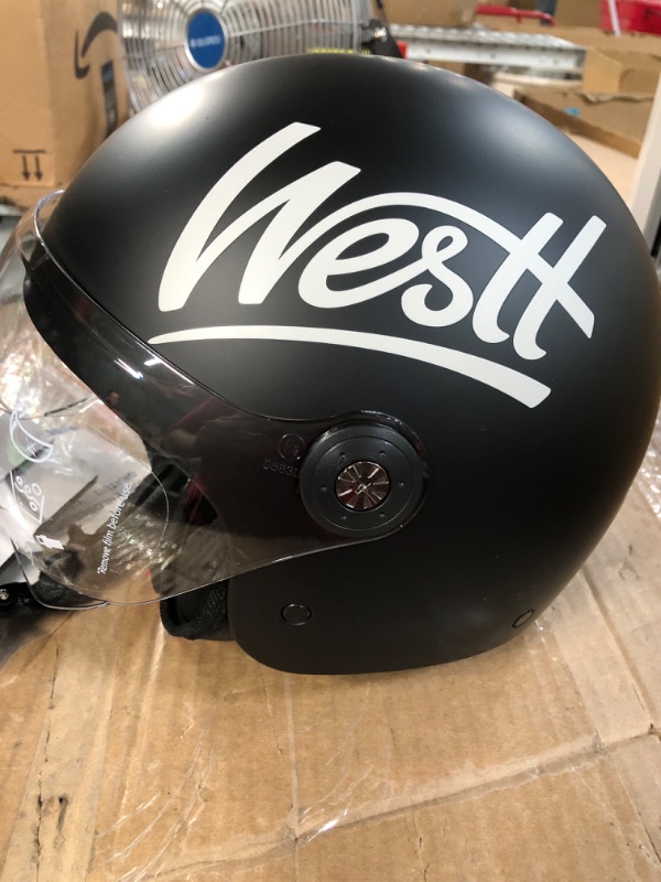 Photo 3 of Westt Open Face Helmet - Motorcycle Helmet Moped 3/4 Half Vespa Vintage with Visor- Helmets for Adults DOT Touring Men Women Scooter Classic Series Black S S (20.86-21.25 in) Black