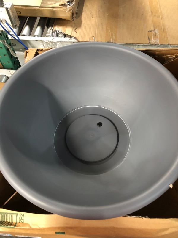 Photo 3 of *Minor dents* +The HC Companies 22" Round Plastic Garden Bowl 24"x24"x8.63" in Warm Gray Color Warm Gray 22"