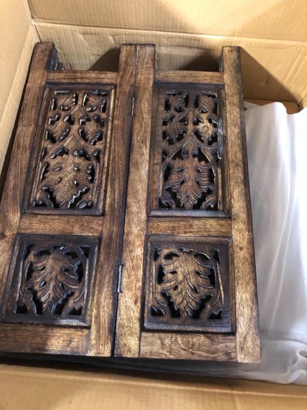 Photo 1 of Solid Wood Hand Carved Accent Table, Side Table, entryway Table, Wooden end Table, Bedside Table, Octagonal Wooden Table - 18 Inch Round Top x 18 Inch High - Burnt 18x18 - Octangle Table Burnt