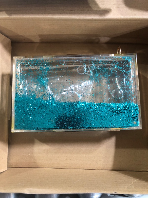 Photo 2 of **SEE NOTES**JeVenis Magical Transparent Sequins Clutch Purse Evening Handbag 