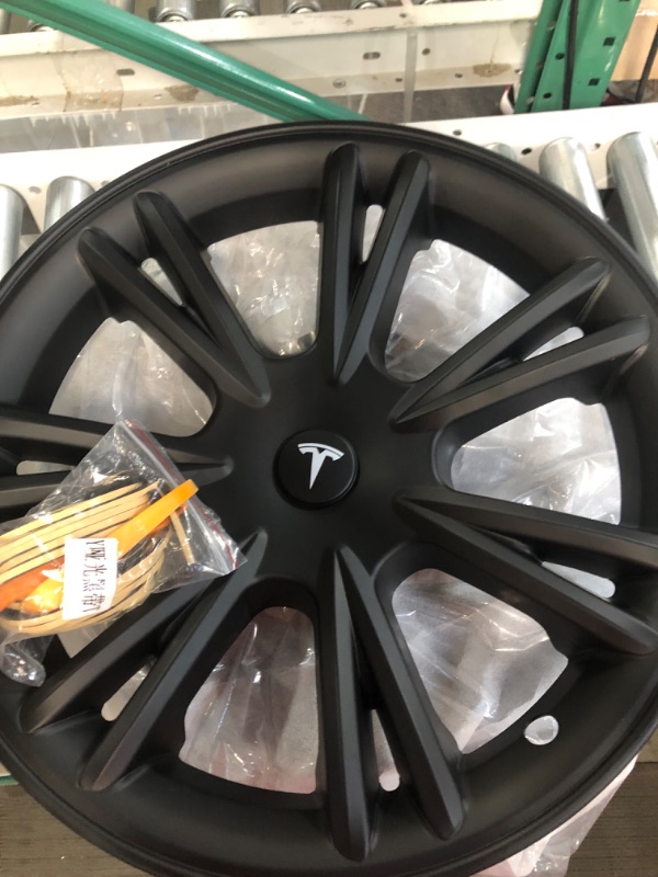 Photo 2 of Powlamks 19-Inch Gemini Wheel Covers Hubcap for Tesla Model Y Rims, Replacement Hub Caps (2 Pcs, Matt Black)