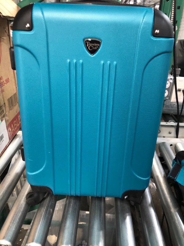 Photo 4 of ***DAMAGED - SEE NOTES/PHOTOS*** Travelers Club Chicago Hardside Expandable Spinner Luggage, Teal, 3 Piece Set