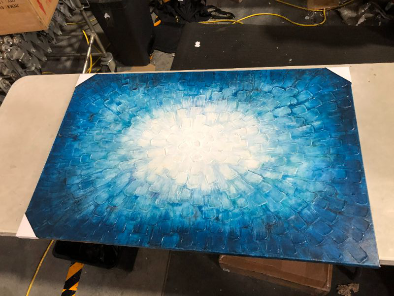 Photo 2 of Abstract Blue Painting Wall Art: 3D Teal 45''x30''-Heavy Texture