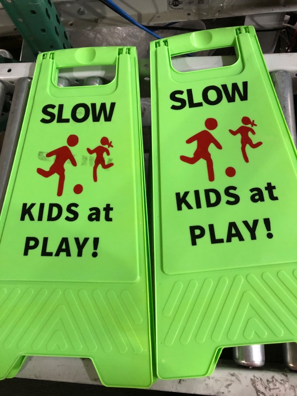 Photo 3 of Slow Kids at Play Sign (2-Pack Green)