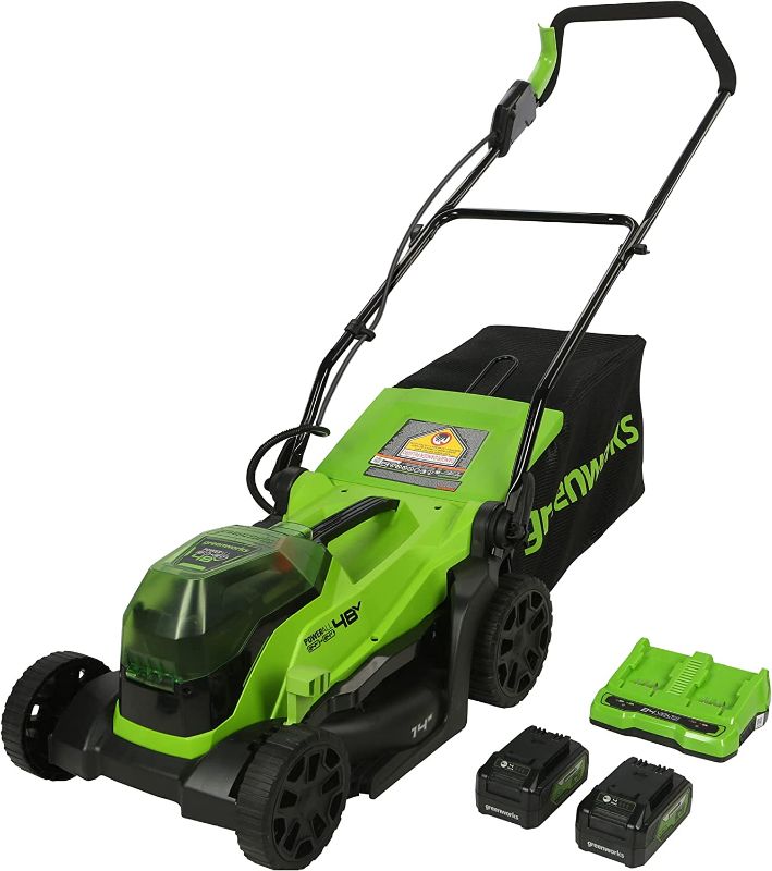Photo 1 of **MAJOR USE PARTS ONLY** Greenworks 2 x 24V (48V) 14" Brushless Cordless Lawn Mower **MAJOR USE PARTS ONLY**
