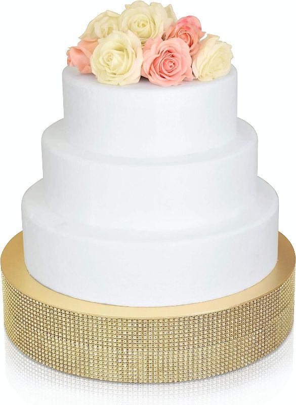 Photo 1 of (SEE NOTES) Bling Wedding Cake Stand (18'' Round, Soft Gold)