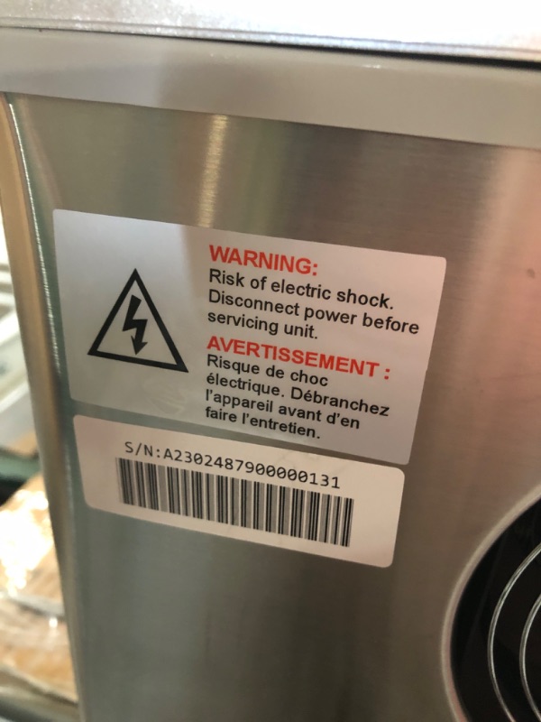 Photo 4 of **NON-FUNCTIONAL, PARTS ONLY** (Minor Dents On Left Side, Do Not Prevent Function) FRIGIDAIRE EFIC452-SS 40 Lbs Extra Large Clear Maker, Stainless Steel, Makes Square Ice