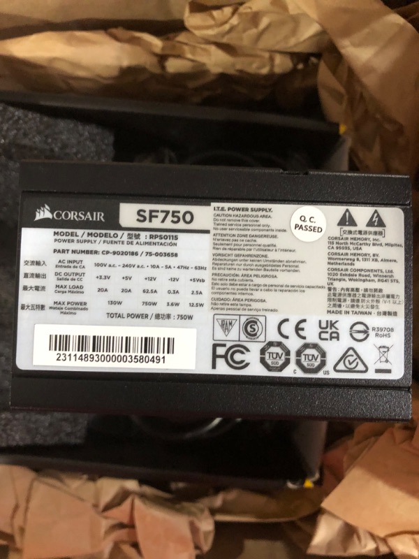 Photo 3 of Corsair SF Series, SF750, 750 Watt, SFX, 80+ Platinum Certified, Fully Modular Power Supply (CP-9020186-NA) 750 Watts Power Supply