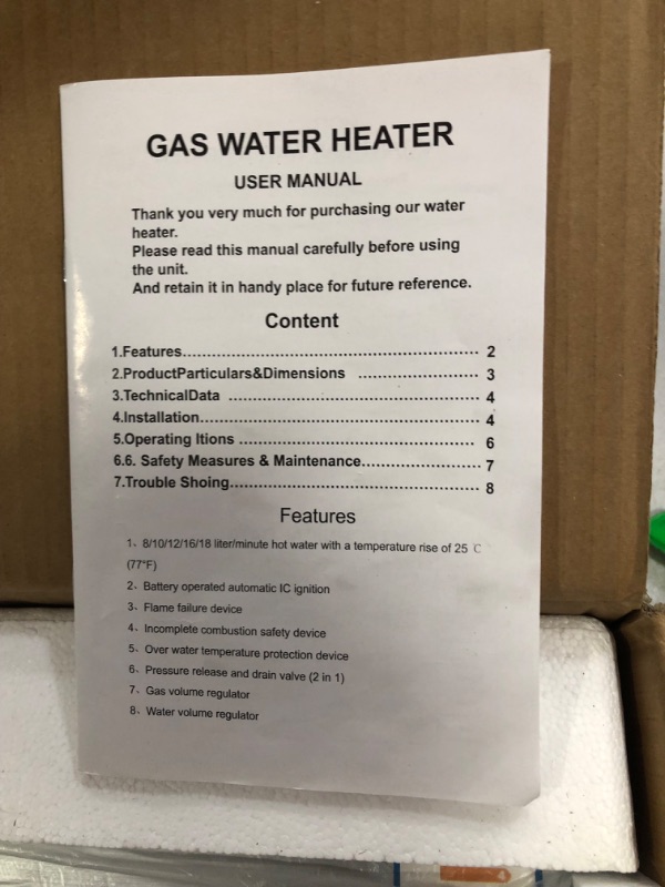 Photo 2 of 18L Tankless LPG Propane Gas Hot Water Heater