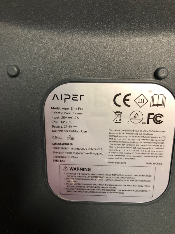 Photo 3 of ***USED***
 AIPER Elite Pro Cordless Robotic Pool Cleaner,Black