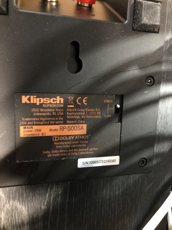 Photo 3 of Klipsch RP-500SA Dolby Atmos Surround Sound Speakers (Ebony) (1066507)