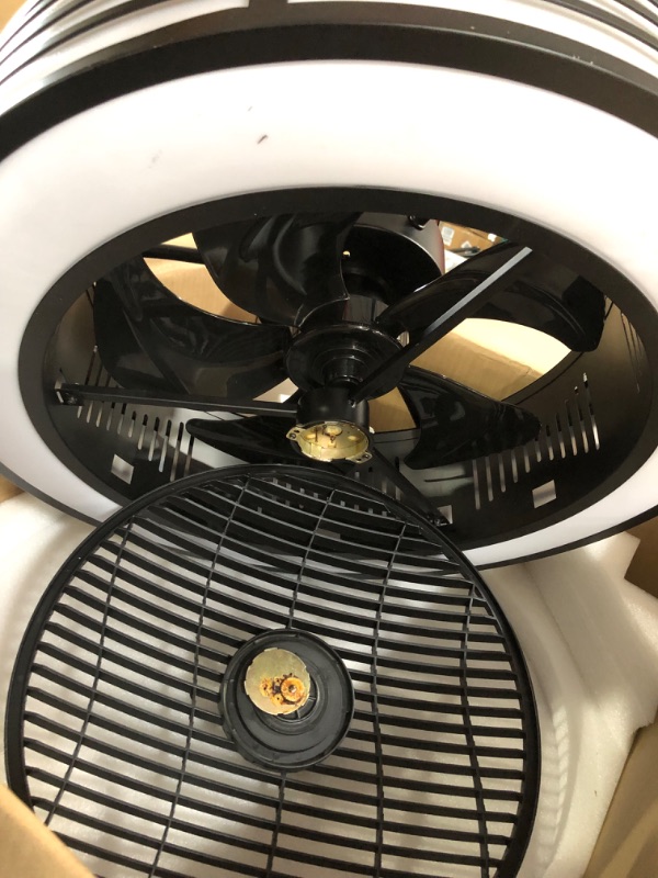 Photo 4 of *MINOR DAMAGE SEE PHOTO*Asyko Bladeless Ceiling Fan - 22" Low Profile Flush Mount Ceiling Fans with Remote and Reversible, Black-2