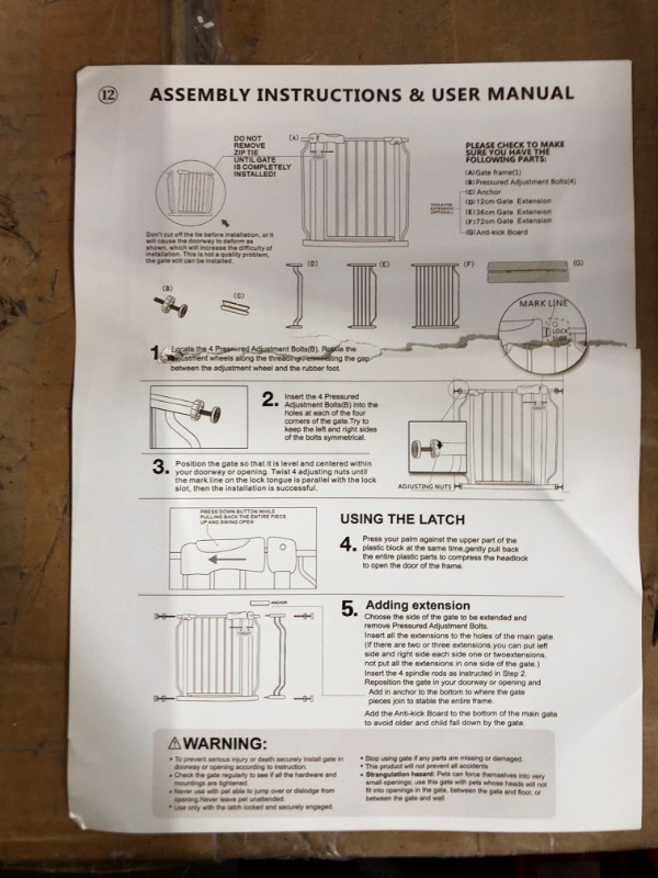 Photo 3 of Galle Bear Extra Wide Baby Gate Pressure Mount Extra Wide Dog Gate76.4"--81.1"/194cm-206cm)