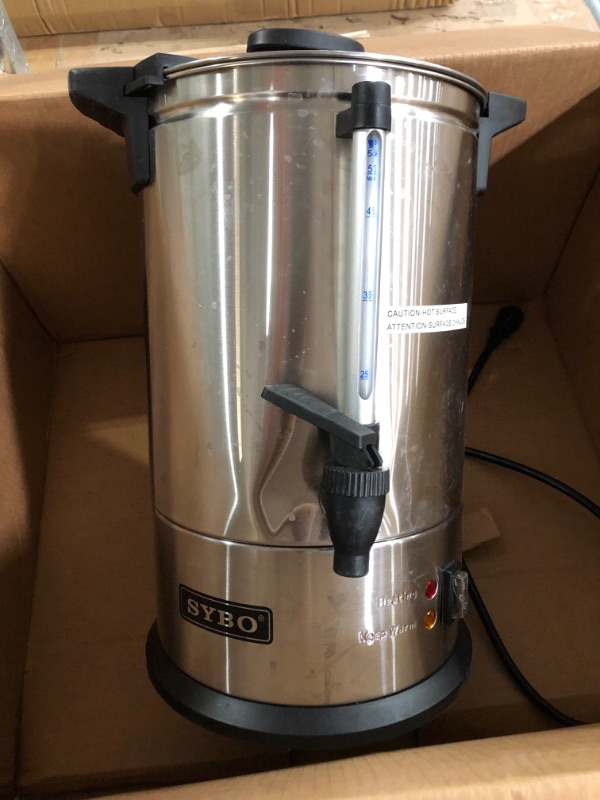 Photo 2 of ***USED*** SYBO 2022 UPGRADE SR-CP-50B Commercial Grade Stainless Steel Percolate Coffee Maker Hot Water Urn for Catering, 50-Cup 8 L, Metallic