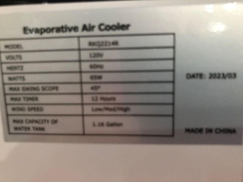 Photo 2 of **FOR PARTS OR REPAIR**
FLOWBREEZE Air Conditioner, 3-IN-1 Evaporative Air Cooler with Fan & Humidifier - White