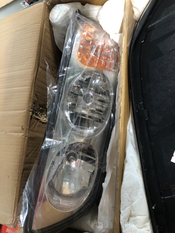 Photo 2 of JSBOYAT Headlight Assembly Bulbs Included for 2000-2005 Chevy Impala Headlamp Replacement Passenger and Driver Side, Chrome Housing with Amber Reflector