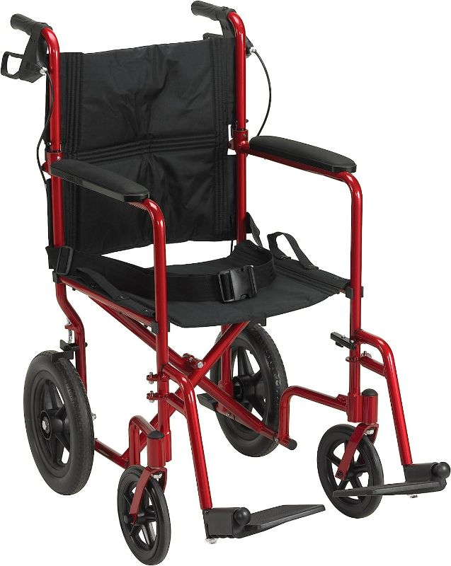 Photo 1 of **SEE NOTES**
DRIVE Folding Transport Wheelchair - Steel Chair with Hand Brake - Lightweight, Foldable, Travel Manual Mobility Aid - Ultralight Comfortable 19 Inch Wide Bariatric Handicap Seat (Black)