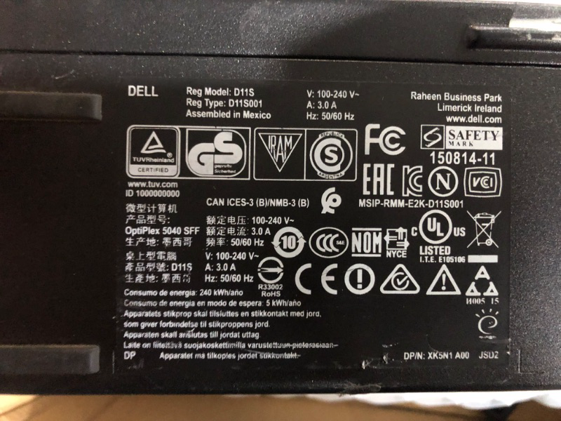 Photo 5 of ***USED - SEE NOTES*** DELL Optiplex 5040 Small Form Factor Computer With Mouse and Keyboard