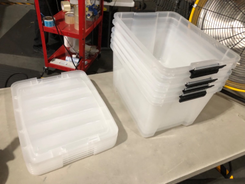 Photo 5 of ***DAMAGED - SEE NOTES/PICTURES*** IRIS USA 40 Qt. Plastic Storage Bin Totes, 6 Pack