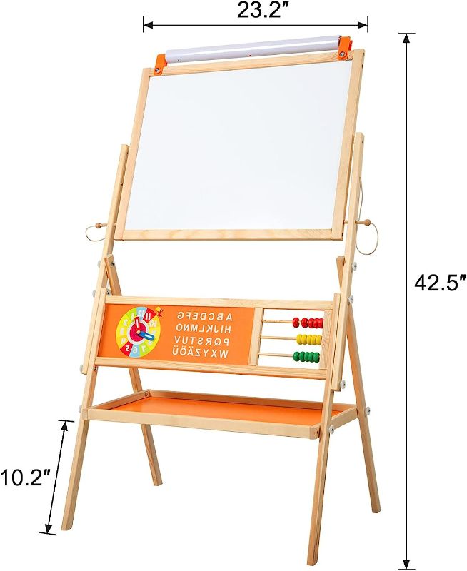 Photo 1 of **item used**
OMOTIYA 3-in-1 Wooden Easel for Kids, Toddle Double-Sided Easel with Magnetic Whiteboard 