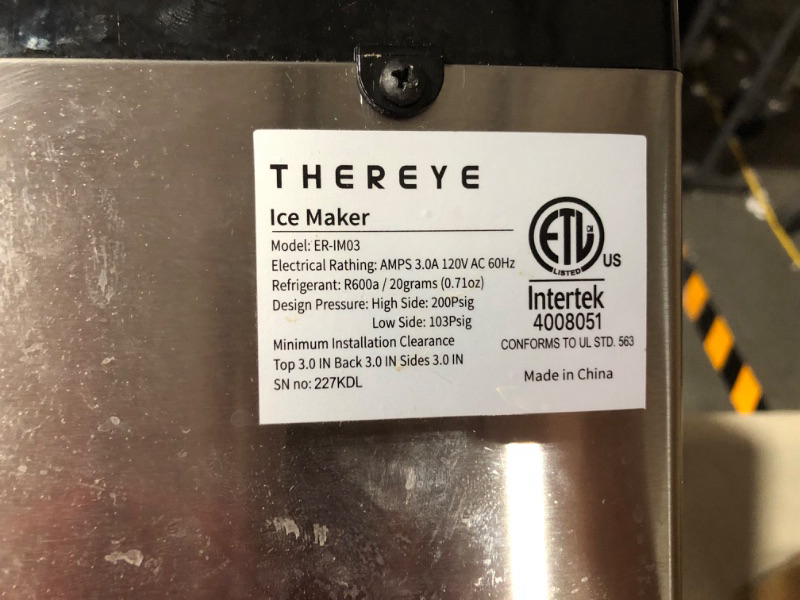 Photo 4 of ***USED - UNTESTED - SEE NOTES***
Thereye Countertop Nugget Ice Maker, 30 lbs Per Day, 3 Qt Reservoir