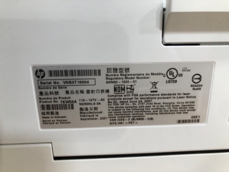 Photo 6 of HP Color Laserjet Pro MFP M183fw, White **NOT TESTED** **LOOKS BRAND NEW**