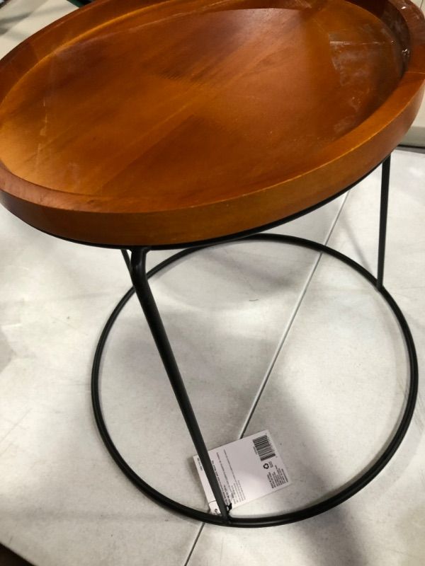 Photo 1 of 15 in. Wood Top Plant Stand