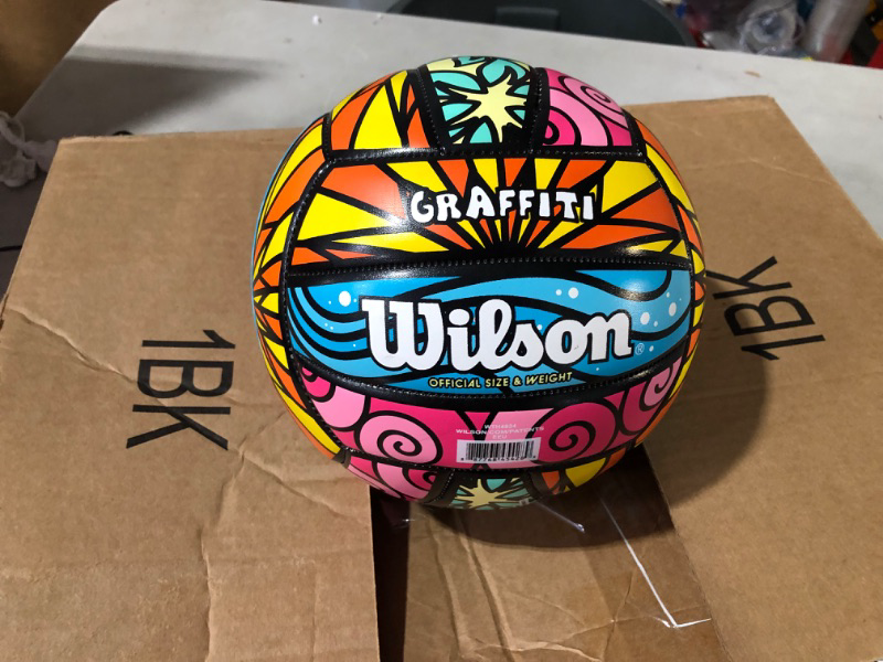 Photo 4 of ***DAMAGED - SEE NOTES***
WILSON Outdoor Recreational Volleyball - Official Size Graffiti Blue/Yellow/Orange/Pink