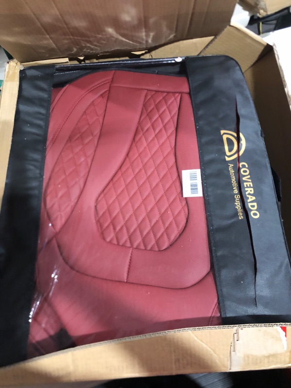 Photo 2 of Coverado Leather Seat Covers, Waterproof Luxury Leatherette Car Seat Cushions for Front Seats 2PCS, Stylish Seat Protectors Auto Accessories Universal Fit Most Sedans, SUVs and Trucks, Red Red FrontPair