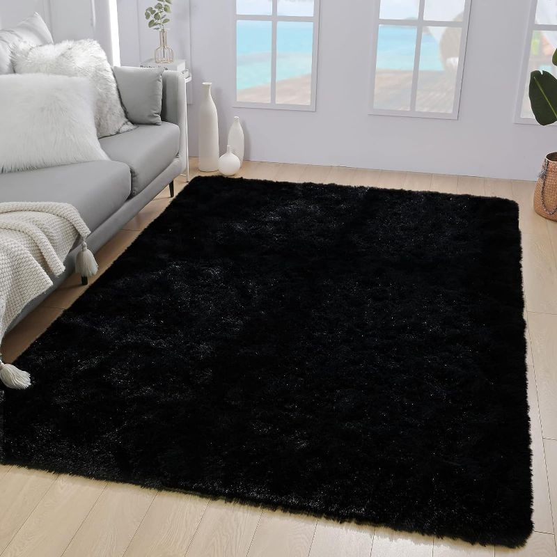 Photo 1 of 4ft x 30in Black Area Rug ***STOCK IMAGE REFERENCE ONLY*** **SEE PHOTOS**