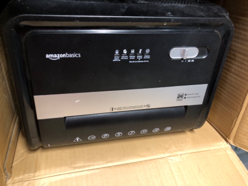 Photo 2 of Amazon Basics 24-Sheet Cross-Cut Paper/CD/Credit Card Shredder **POWERS ON**