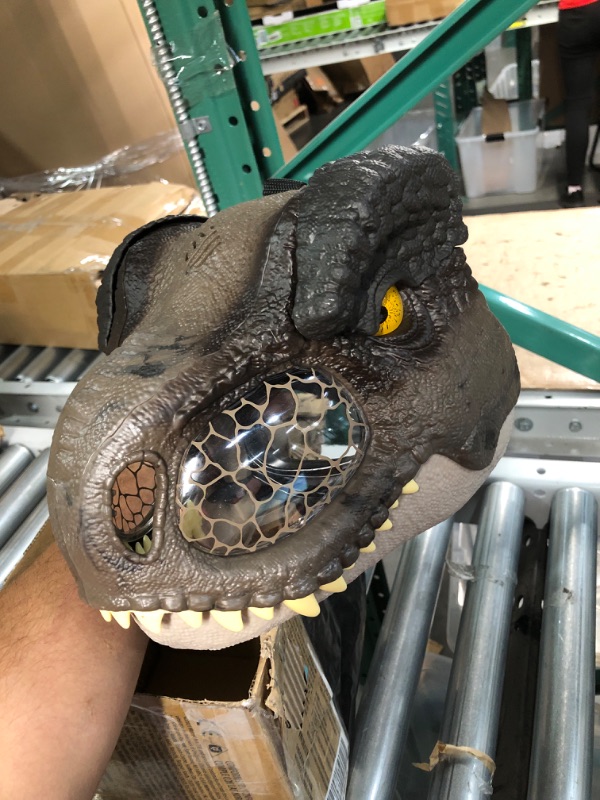 Photo 2 of ?Jurassic World Dominion Dinosaur Mask Tyrannosaurus Rex Chomp N Roar with Motion and Sounds, T Rex Costume for Kids Role-Play ???? Frustration Free Packaging