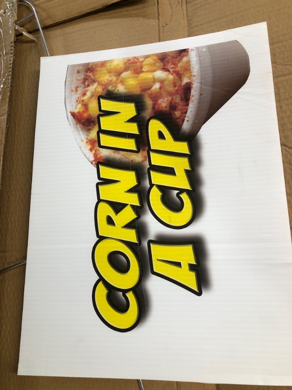 Photo 2 of Corn in A Cup 12"x16" Yard Sign & Stake | Advertise Your Business | Stake Included Double Sided Image | Made in The USA 12" X 16" Double Sided