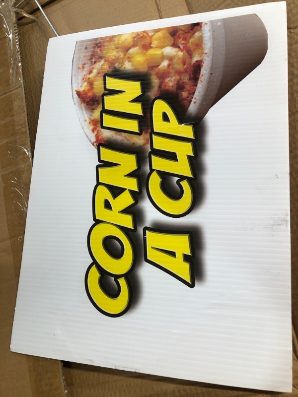 Photo 3 of Corn in A Cup 12"x16" Yard Sign & Stake | Advertise Your Business | Stake Included Double Sided Image | Made in The USA 12" X 16" Double Sided