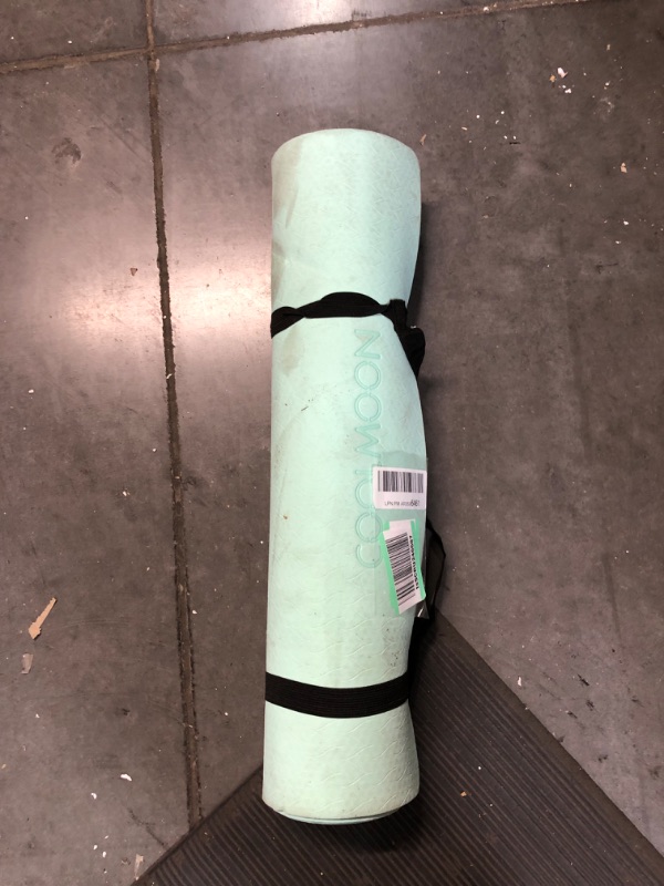 Photo 2 of *USED* COOLMOON 1/4 Inch Extra Thick Yoga Mat Double-Sided Non Slip Mint Green