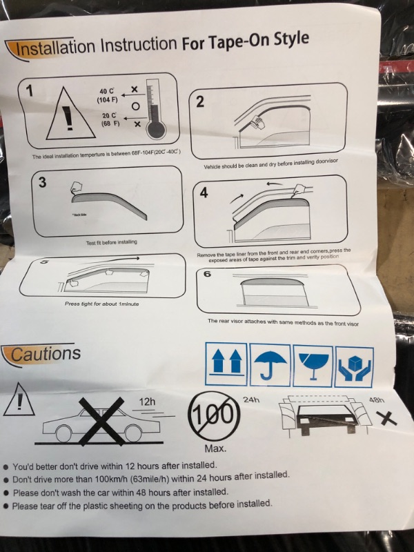 Photo 4 of Kucaruce Out-Channel Tape On Side Wind Deflector,Dark Smoke Sun Rain Guards Window Visors,Nice Visor fit for 2005-2012 Nissan Pathfinder 94512