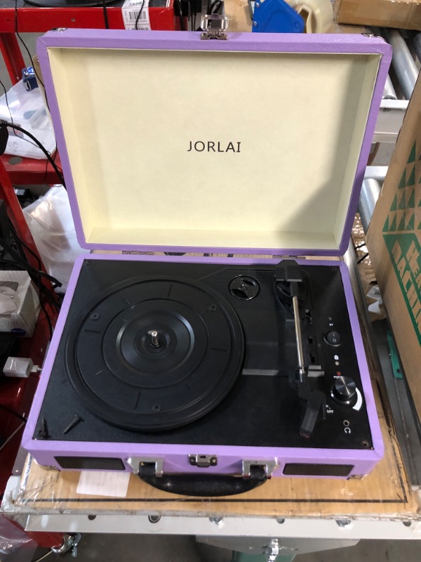 Photo 3 of JORLAI Vintage Record Player Bluetooth Turntable 3-Speed Purple-2022