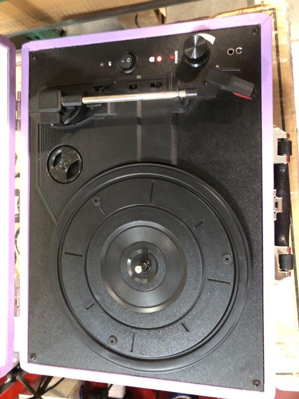 Photo 4 of JORLAI Vintage Record Player Bluetooth Turntable 3-Speed Purple-2022