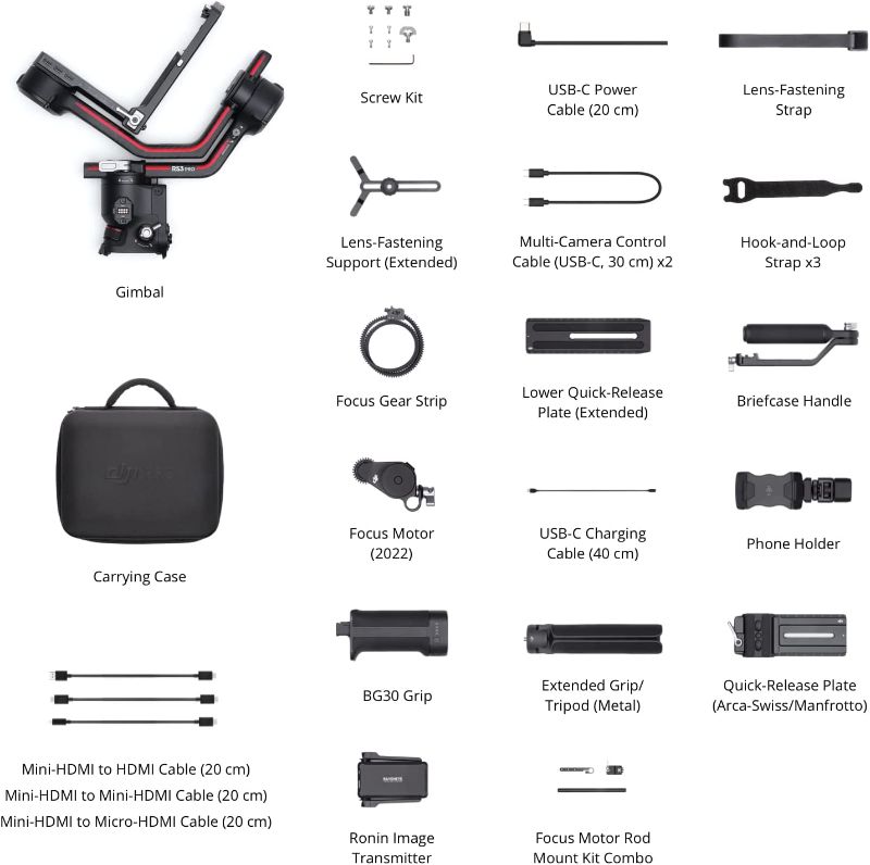 Photo 2 of DJI RS 3 Pro Combo, 3-Axis Gimbal Stabilizer for DSLR and Cinema Cameras Canon/Sony/Panasonic/Nikon/Fujifilm/BMPCC, Automated Axis Locks, Carbon Fiber Arms, Includes Ronin Image Transmitter and More