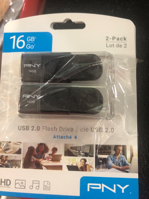 Photo 2 of PNY Attache 4 USB 2.0 Flash Drive - 2 Pk - Black 16GB