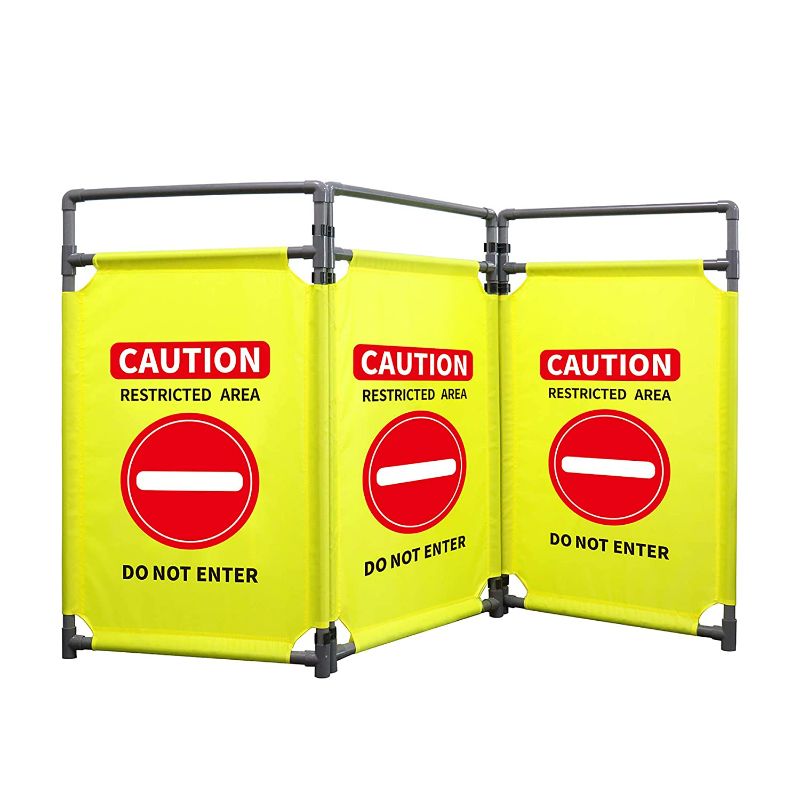 Photo 1 of 3 Panels Safety Barricade 5.8FT Foldable Security Sign Barrier Gate 