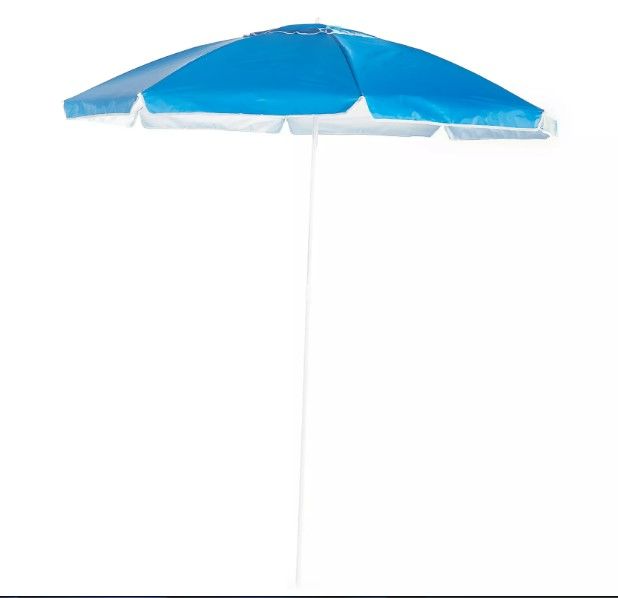 Photo 1 of 6' Light Blue Beach Umbrella
