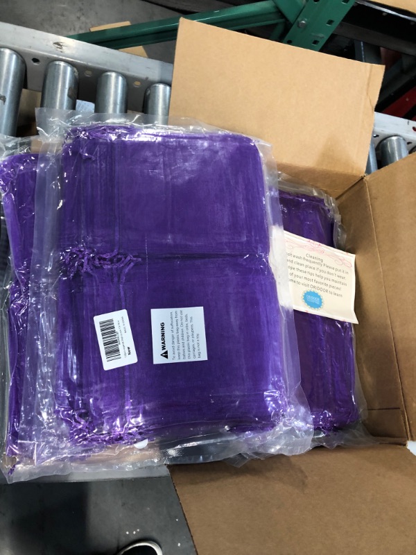 Photo 1 of HRX Package 100pcs Organza Bags Purple, 5x7 inch Mesh Drawstring Gift Bags.